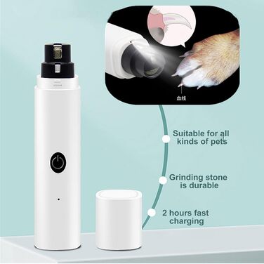 Електричний точило для собачих кігтів з LED-підсвічуванням, акумуляторний, для собак великих, середніх та малих порід, котів. Безшумний, безболісний точило для кігтів.