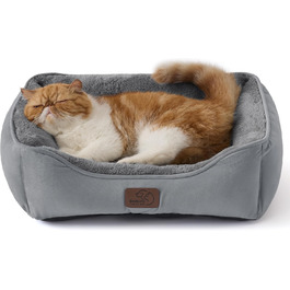 Ліжко для кота BEDSURE, 51x41 см, сіре. Зручне ліжечко для кота та маленьких собак з неслизьким дном та м'яким бортиком. Підходить для дому.