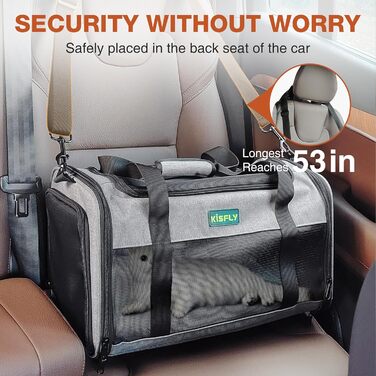 Транспортувальна сумка для тварин, схвалена TSA, сіра, 43.2 x 27.9 x 24.1 см, для котів та собак до 5.4 кг, з туалетом для котів