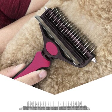 Щітка для вичісування шерсті домашніх тварин (собак та котів) проти ковтунів, рожева