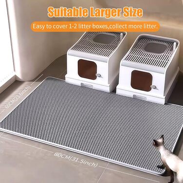 Килимок для котячого туалету Asoway Katzenklo 80x60 см, вологостійкий, з антиковзаючим покриттям, двошаровий, з дизайном стільових сот