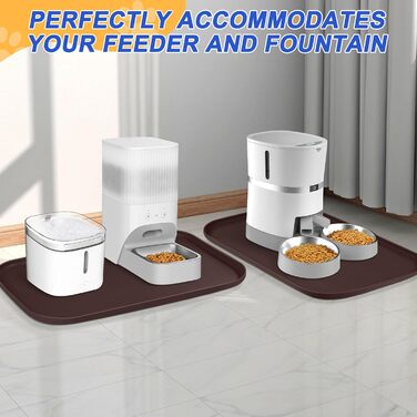 Силіконовий килимок для корму домашніх тварин з піднятим бордюром, 24x16 см, коричневий