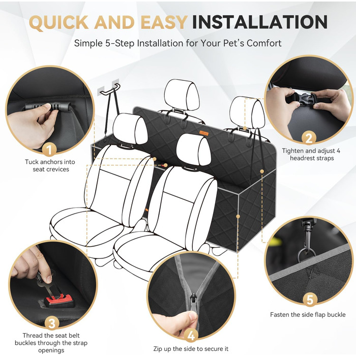 Накладка на сидіння автомобіля Looxmeer для собак, водовідштовхувальна та стійка до подряпин, універсальна, з захистом боків та оглядовим вікном, 137 x 147 см, сіра