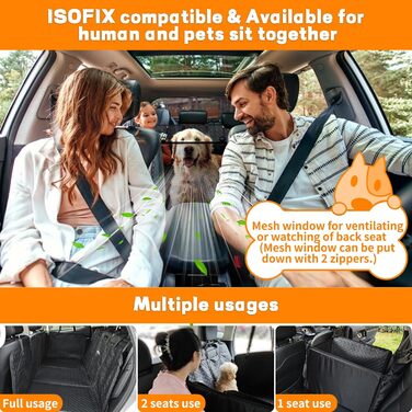 Накидка для собак у машину EULANT, захист заднього сидіння, водовідштовхувальна, антиковзаюча, міцна, чорна