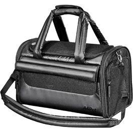 Транспортна переноска для кота/собаки 4 Pet, чорна, з сіткою та захистом, для подорожей літаком та авто