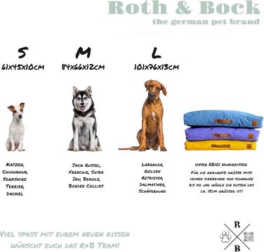 Ортопедичне ліжко для собак Roth & Bock з м'якої піни, сертифіковане Oeko-Tex Standard 100, покриття з водонепроникного канвасу, жовте, розмір S