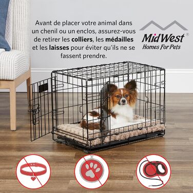 Клітка для собак Midwest Homes Life Stages Modell 1642DDU, велика, чорна, з подвійними дверима, металева, 107 см, з перегородкою, захист підлоги, мийка, 92x58x62 см