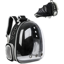 Рюкзак для кота та собаки Galatée, розширюваний, з вентиляцією, для подорожей, кемпінгу та хайкінгу (чорний)