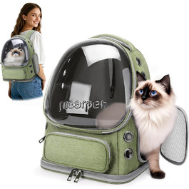 Рюкзак-переноска для котів та собак ALLSOPETS Bubble, до 7.5 кг, зелений
