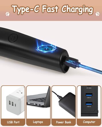 Набір для догляду за собаками 4-в-1: стрижка, підрізання кігтів, USB-C, бездротовий триммер для собак та котів