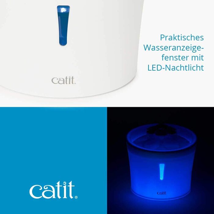 Автоматичний фонтан для котів Catit Flower з LED, 3 л, білий/синій