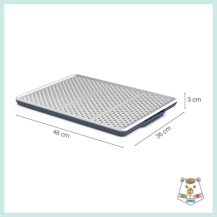 Килимок для котячого туалету PATAM з антиковзким ситом, сито для свинячого сита, 46 см x 36 см x 3 см, Made in Italy – (Champion Blau)