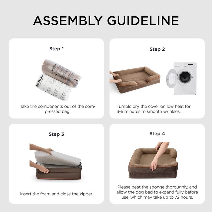 Ортопедичне ліжко для собак BEDSURE - 106x80 см. М'яке ліжко-софа для великих собак з ефектом пам'яті, антиковзаюче, миється