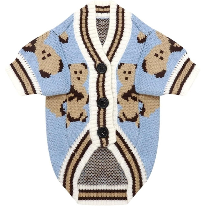 Теплий в'язаний светр для собак, зимовий, блакитний, розмір L