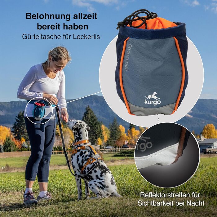 Сумка для тренування собак Kurgo Keksbeutel, поясна сумка для ласощів з кліпсою та карабіном (Navy)