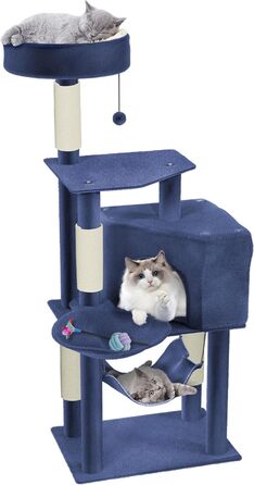 Котячий будиночок з когтеточкою NAIZY K1266, XXL, 49x41x93 см, синій