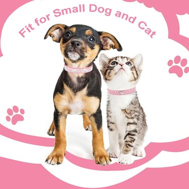 Нашийник для собак та котів Suiecuor, 4 шт., з блискітками, рожевий, S