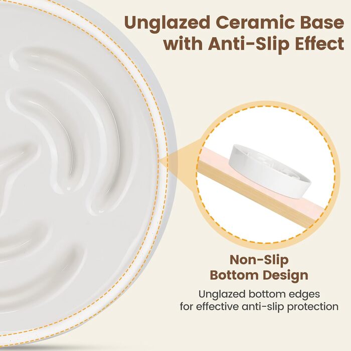 PETTOM Миска для собак протиковтання, кераміка, Ø 21 см, для великих та малих собак, Slow Feeder, білий