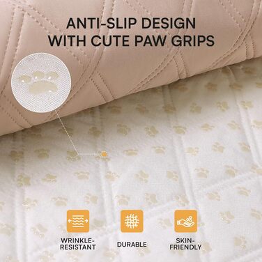 Водонепроникний килимок для собак Luciphia 132x208 см (Хакі Беж) з протиковзким покриттям для захисту дивану, ліжка, авто. Міцний, машинне прання.