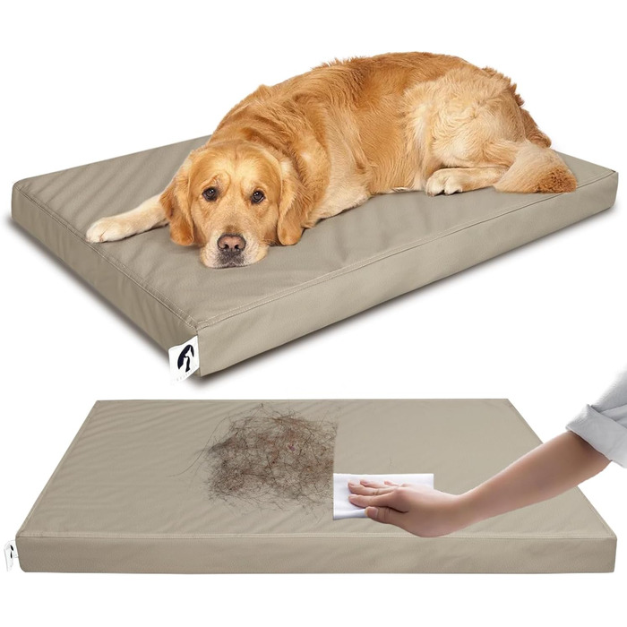 Ортопедична подушка для собак середніх порід - коричнева, з антиковзаючою основою, з штучної шкіри, миється, розмір 99 x 63 x 7 см