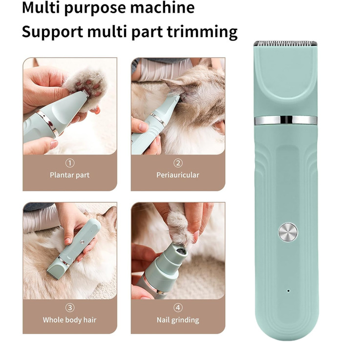 Набір для догляду за шерстю собак 4-в-1: професійні ножиці та акумуляторний триммер | для собак, котів, цуценят | зелений