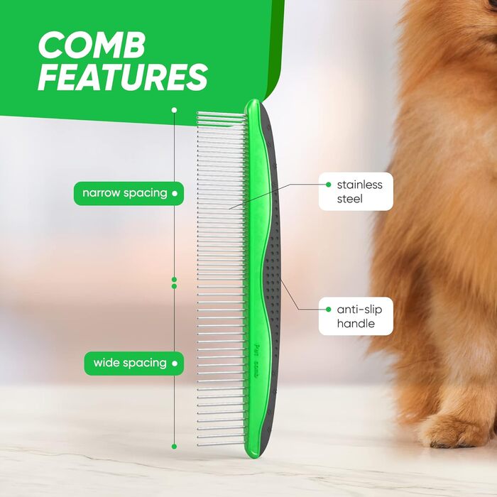 Гребінець для собак від вичісування - догляд за шерстю, випадання шерсті та вичісування. Двобічний гребінець з лезами - видаляє пух, ковтуни та заплутане волосся. Підходить для собак та котів