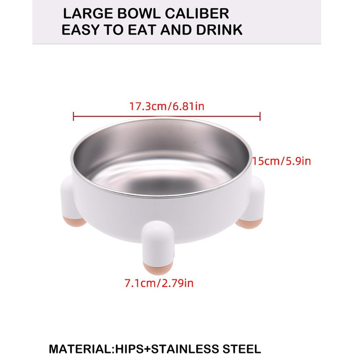 Миски для котів та собак з нержавіючої сталі, антиковзкі, підняті, 2 шт. (Білий)