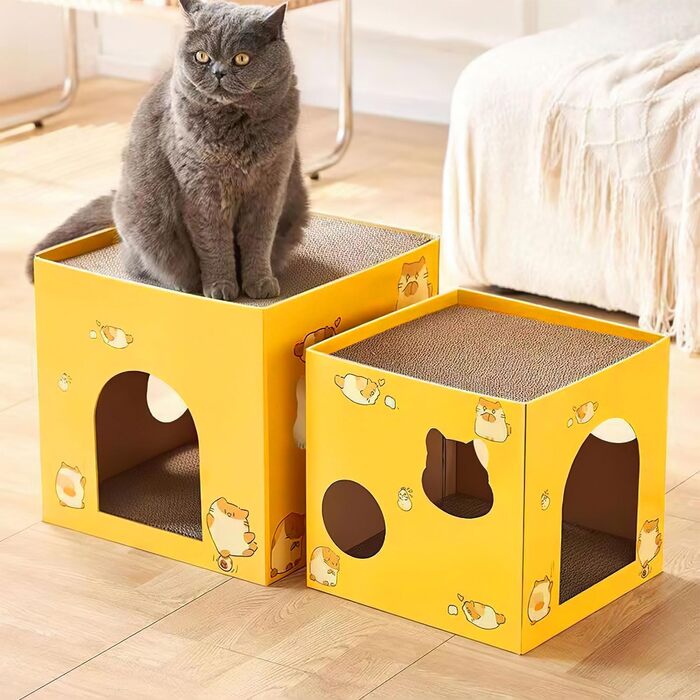 Картонна кігтеточка для котів, будиночок-кігтеточка 30x30x30 см, кігтеточки для котів, будиночок для котів з гофрокартону