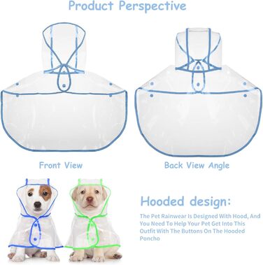 Дощовик для собак PETCUTE, водонепроникний, з капюшоном, PVC, синій (L)