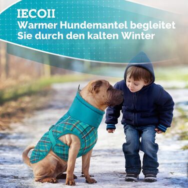 Водовідштовхувальний зимовий плащ для собак IECOii з флісовою підкладкою, колір зелений камуфляж, розмір XXXL