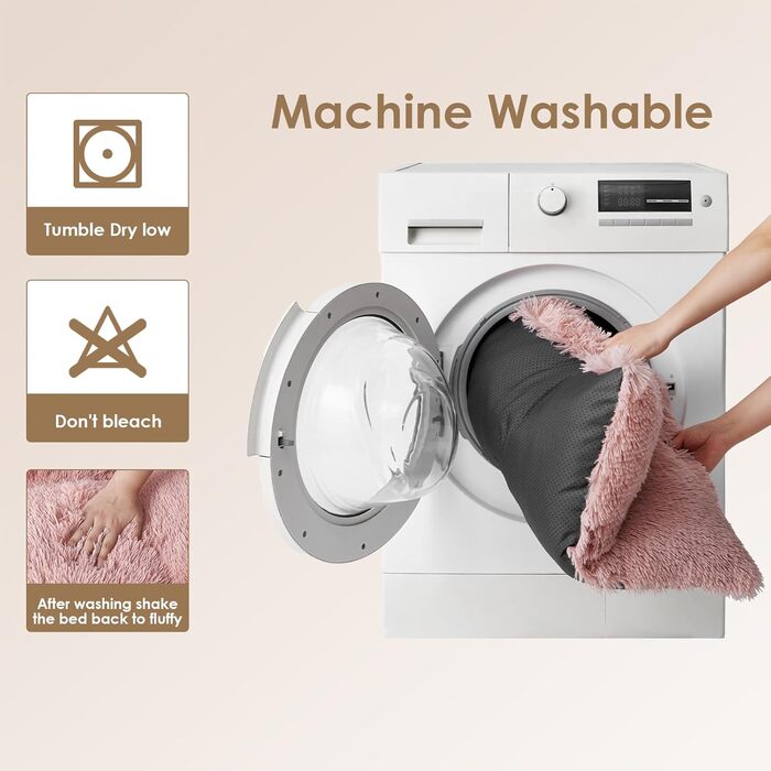 М'яке ліжко для собак EHEYCIGA, великі породи XXL, 120x90 см, рожеве, знімний чохол, неслизьке, з довгим плюшем