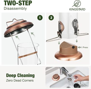 Годівниця для птахів Kingsyard з підсвічуванням, підвісна, для синиць, червоноглуш, малих птахів та синиць, антична мідь