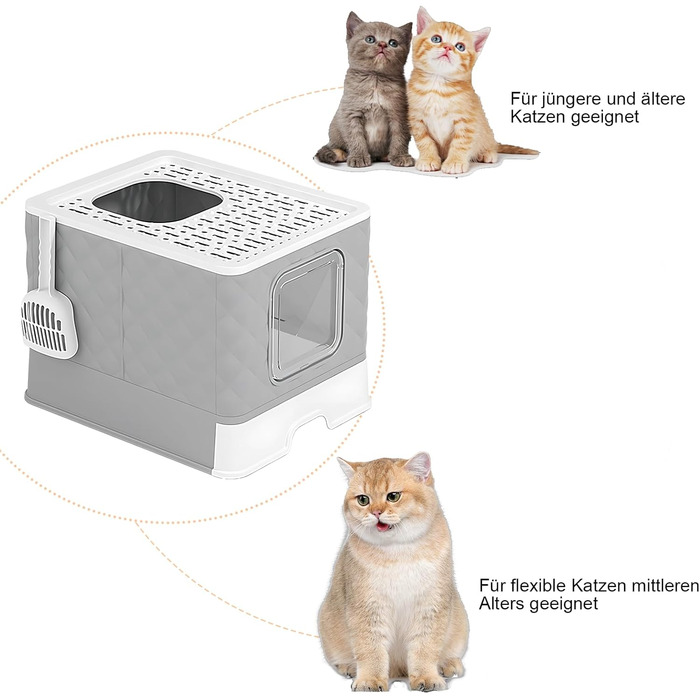 Великий закритий туалет для котів XXXL з лопаткою та кришкою