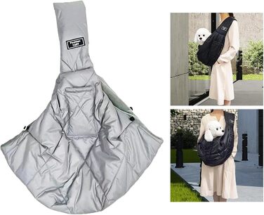 Сумка-переноска для собак та котів, зимова, з м'яким ременем, через плече, для маленьких тварин (Світло-сіра)