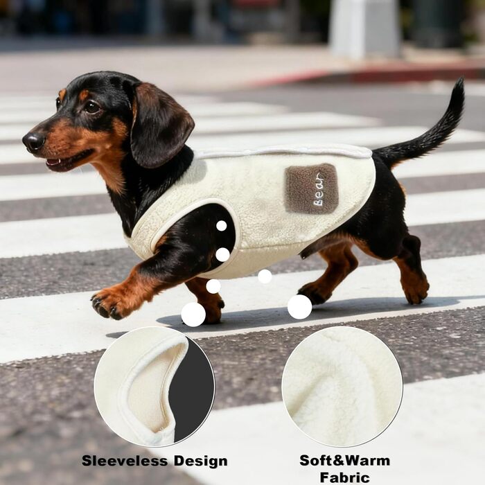 Теплий флісовий жилет для собак маленьких порід (5-8 кг), розмір M, білий/opulenter Garten