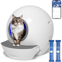 Автоматичний електричний туалет для котів ELS PET XXL з самоочищенням, керуванням через додаток, смарт-оповіщеннями та моніторингом здоров’я для 2-4 котів, білий