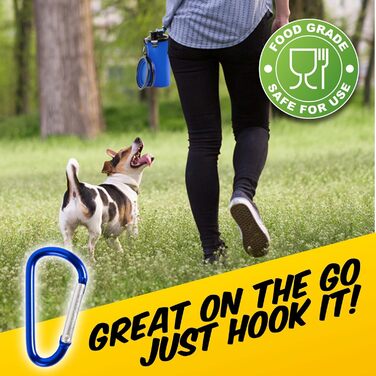 Водяна пляшка для собак PawPride 2-в-1 з двома мисками, вилкауф-система, для прогулянок, подорожей, кемпінгу та хатнього використання