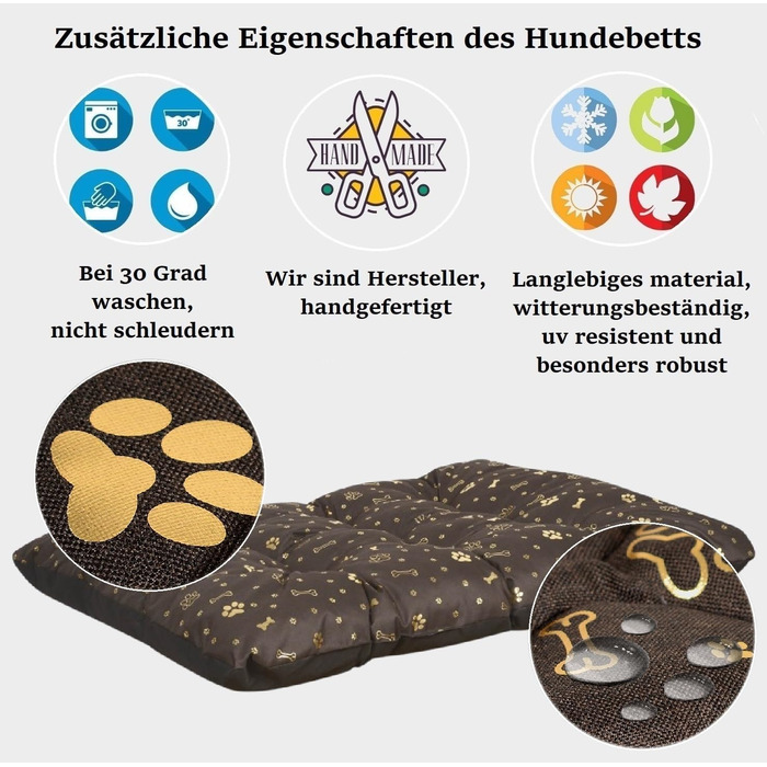 Крісло-ліжко для собак King Dog XL (120x80 см) коричневе, водонепроникне, миється, з оксфордської тканини