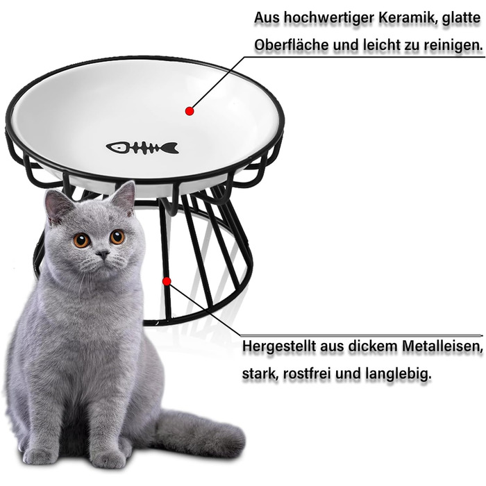Набір мисок для котів 2 шт. з піднятою платформою, металевий каркас, анти-блювотні миски для котів та кошенят