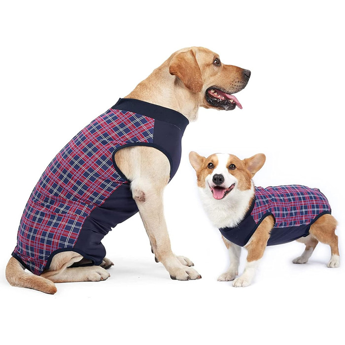 Комбінезон для собак, дихаючий, для захисту хірургічних ран та шкіри, конус від протікання, альтернатива електронного ошейника після операцій XXXL (1 шт) темно-синій