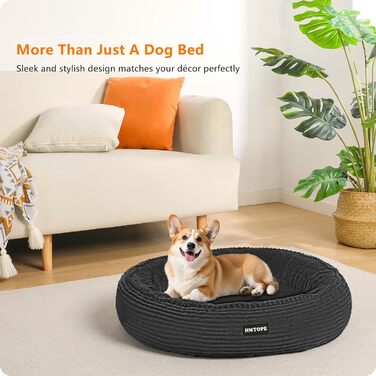 Кругле ліжко для собак середніх порід, котяче ліжко, зручне, знімне, Ø 70 см, 70x70x20 см, темно-сіре