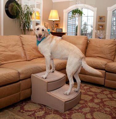 Драбина для домашніх тварин Pet Gear Easy Step II, 2 сходинки, екстраширока, для собак і котів до 90 кг, знімний та пральний килимок, легка збірка, колір камель