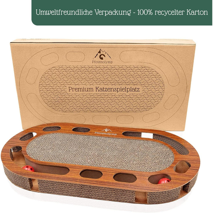 Інтерактивне котяче дряпальний борд Pfotenolymp 57x30x5 см з іграшками та котячою м'ятою