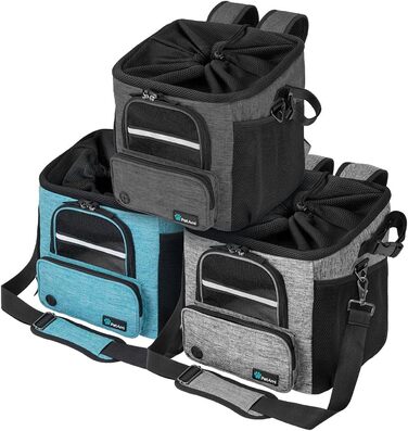 PetAmi Корзина для собак на велосипед, м'яка, з вентиляцією, рюкзак-переноска для собак, корзина на кермо велосипеда, для цуценят, котів, маленьких та середніх собак, автокрісло з ременем безпеки (сірий) (темно-сірий)