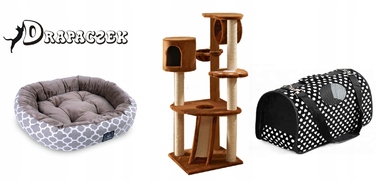 Низька дряпалка, висока дряпалка, лежанка та килимки-дряпалки