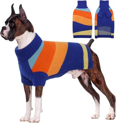 Вовняний пуловер для собак великих порід, теплий ролkragen, блакитний, XXXXL