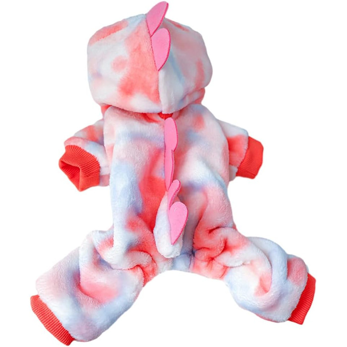 Костюм динозавра для собак, зимовий халат для цуценят, теплий халат з капюшоном, блакитна куртка для холодної погоди, теплий одяг для домашніх тварин на Різдво, Хелловін (Рожевий, M)