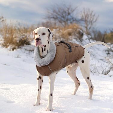 Теплий зимовий одяг для собак Lelepet: водонепроникний пуховик з флісовою підкладкою, з отвором для шлейки, великі розміри (XL, коричневий)