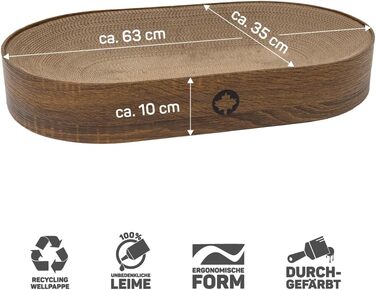 Килимок для кота з гофрокартону Apollo від CanadianCat Company, овальний, горіховий колір, 63 x 35 x 10 см