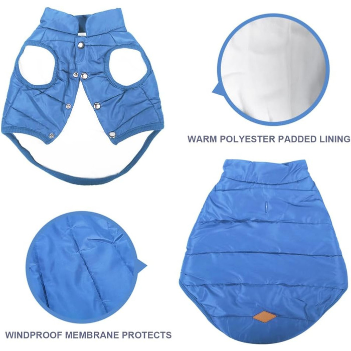 Зимовий одяг для собак Meioro: тепла куртка, флісова жилетка, м'який светшот для малих та середніх собак (XS, блакитний)